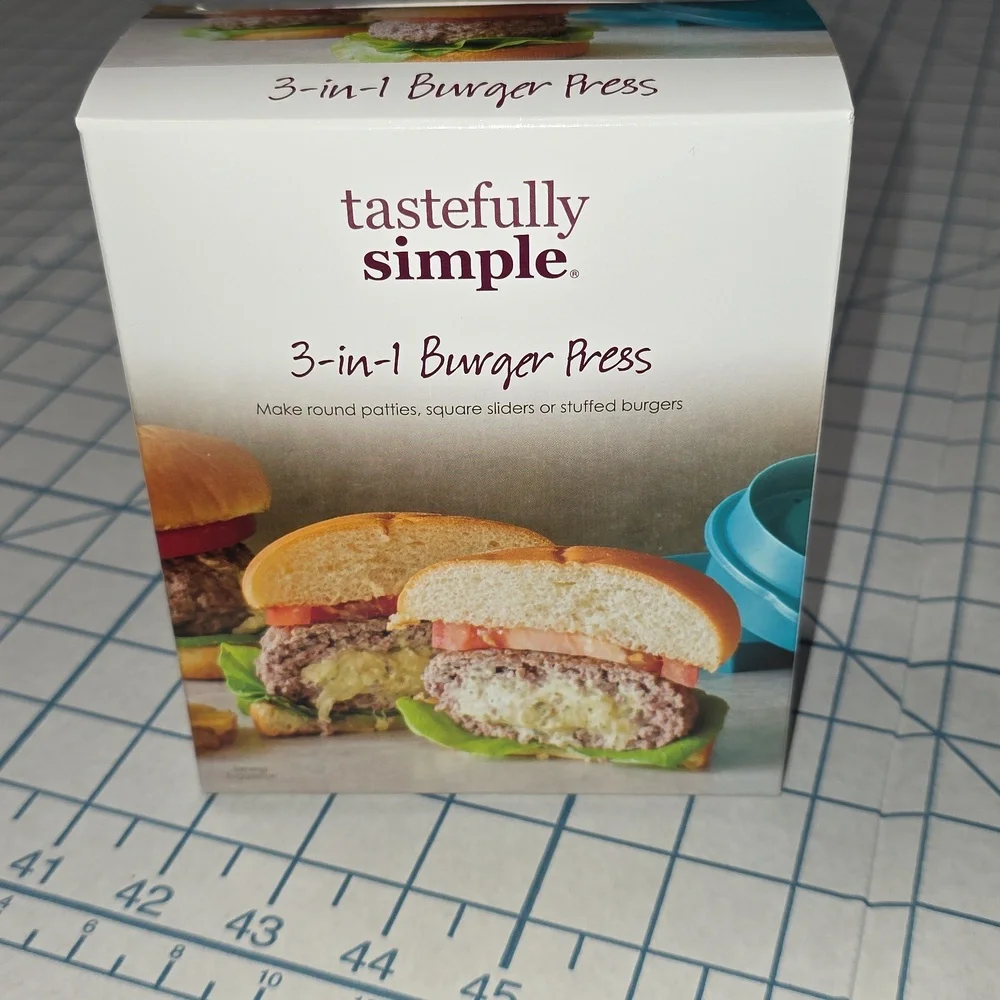 Blue 3-in-1 Burger Press NIB‎ Tastefully Simple